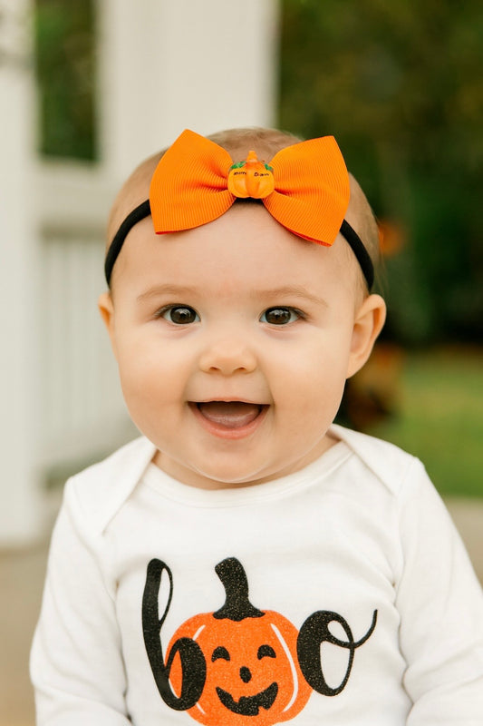 Halloween Sleepy Pumpkin Bow Headband