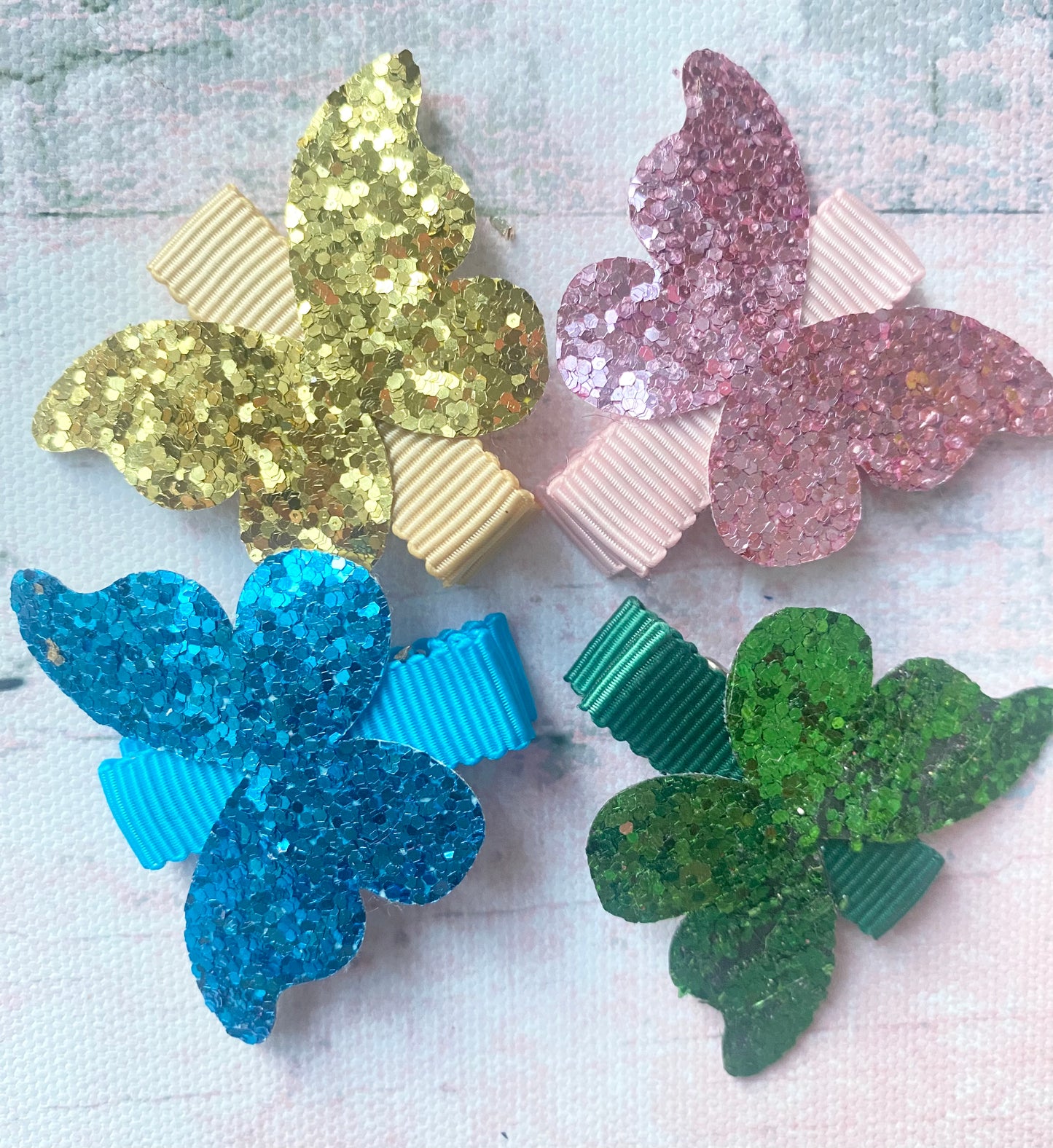 Only £5 - 9 Glitter Butterfly Fully Lined Clips