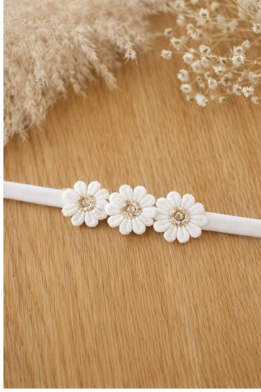 White Gold Daisy Baby Headband