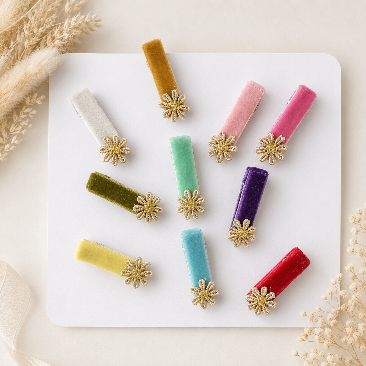 Velvet fringe clips - Choose colour