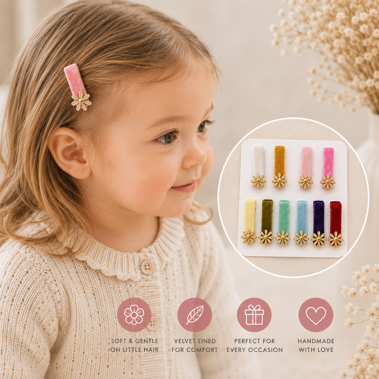 Velvet fringe clips - Choose colour
