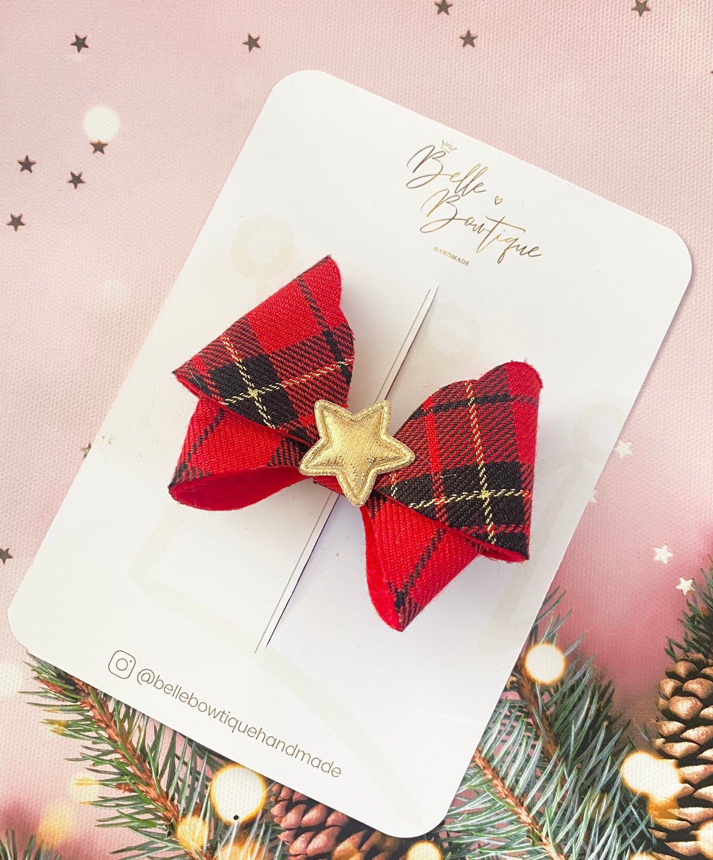 Red Tartan Fabric Christmas Bow