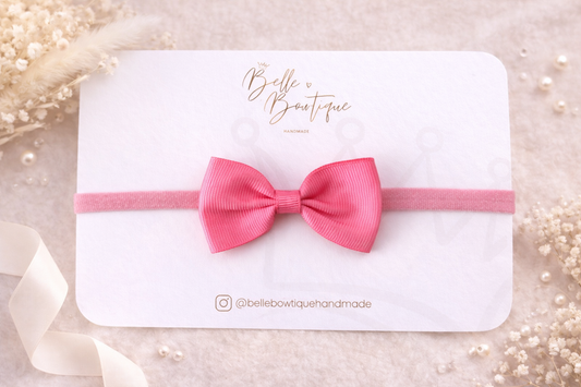 Pink Grosgrain ribbon bow headband