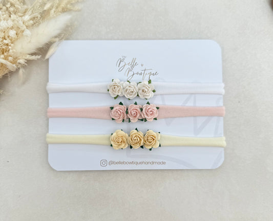Trio of Roses Headband - 3 colours