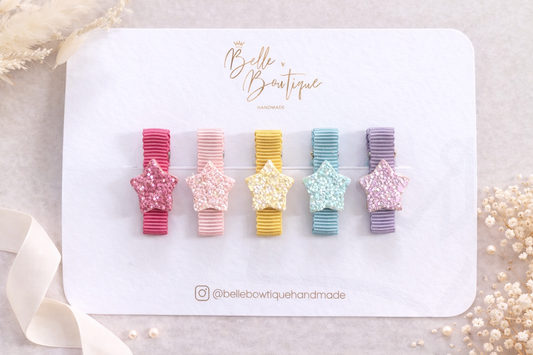 Rainbow Star Ribbon Fringe Clips Pack of 5
