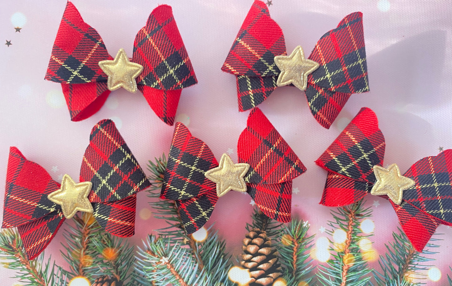 Red Tartan Fabric Christmas Bow