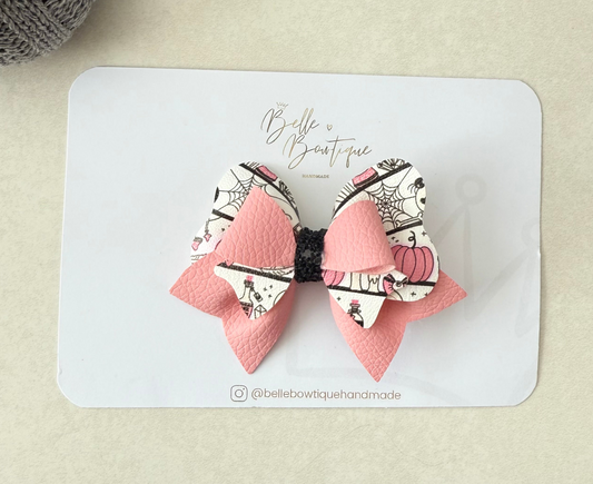 Pink and Black Halloween Hair Bow