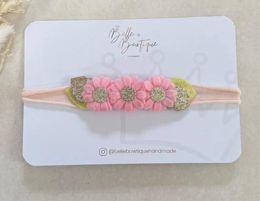 Pink Daisy Baby Headband