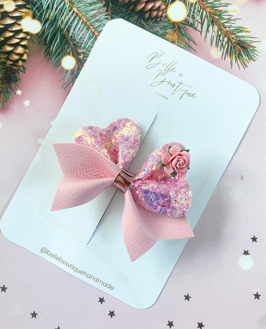Pink Tinsel Glitter Bow