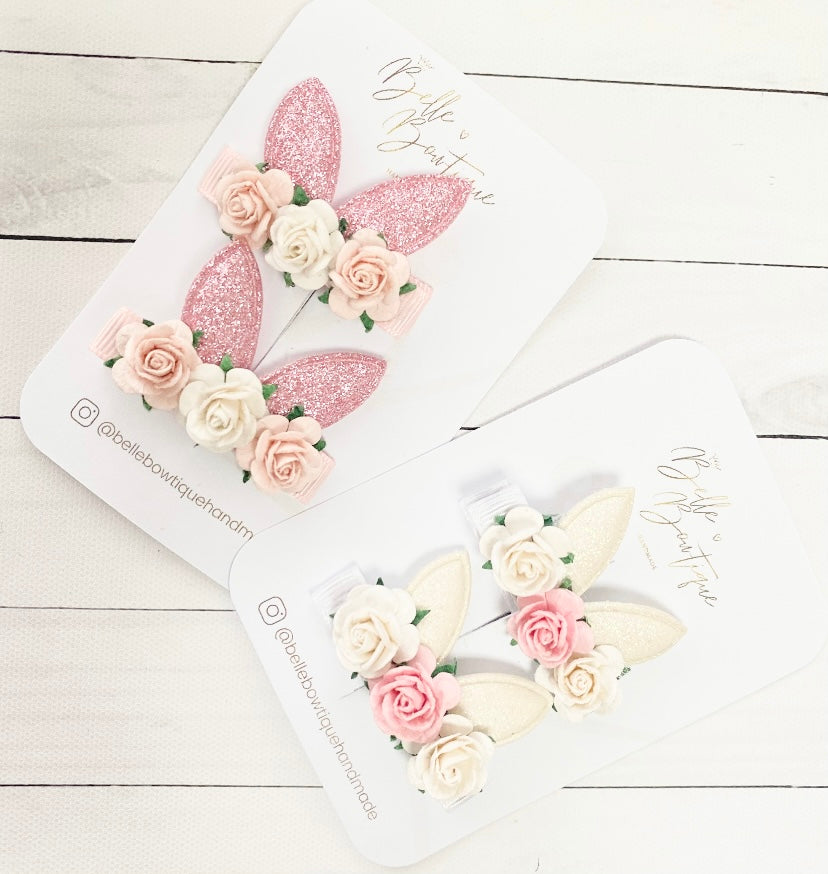 Bunny Ear Flower Clips