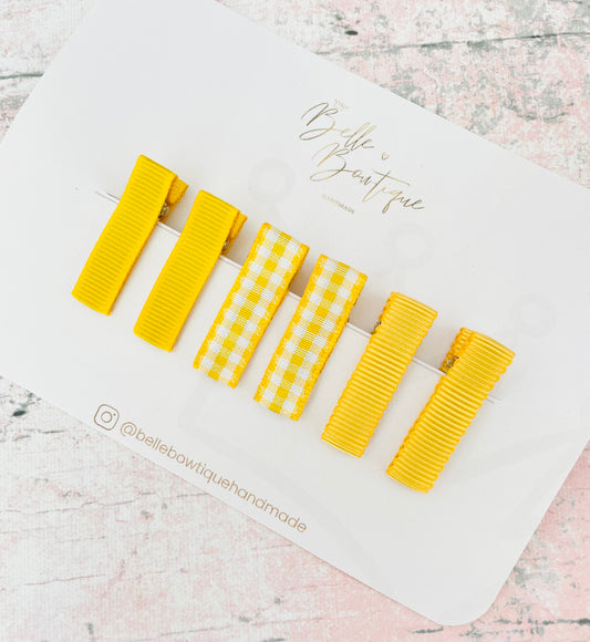 School Ribbon Fringe Clips Gingham