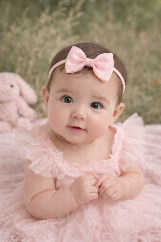 Pink Grosgrain Bow Baby Headband