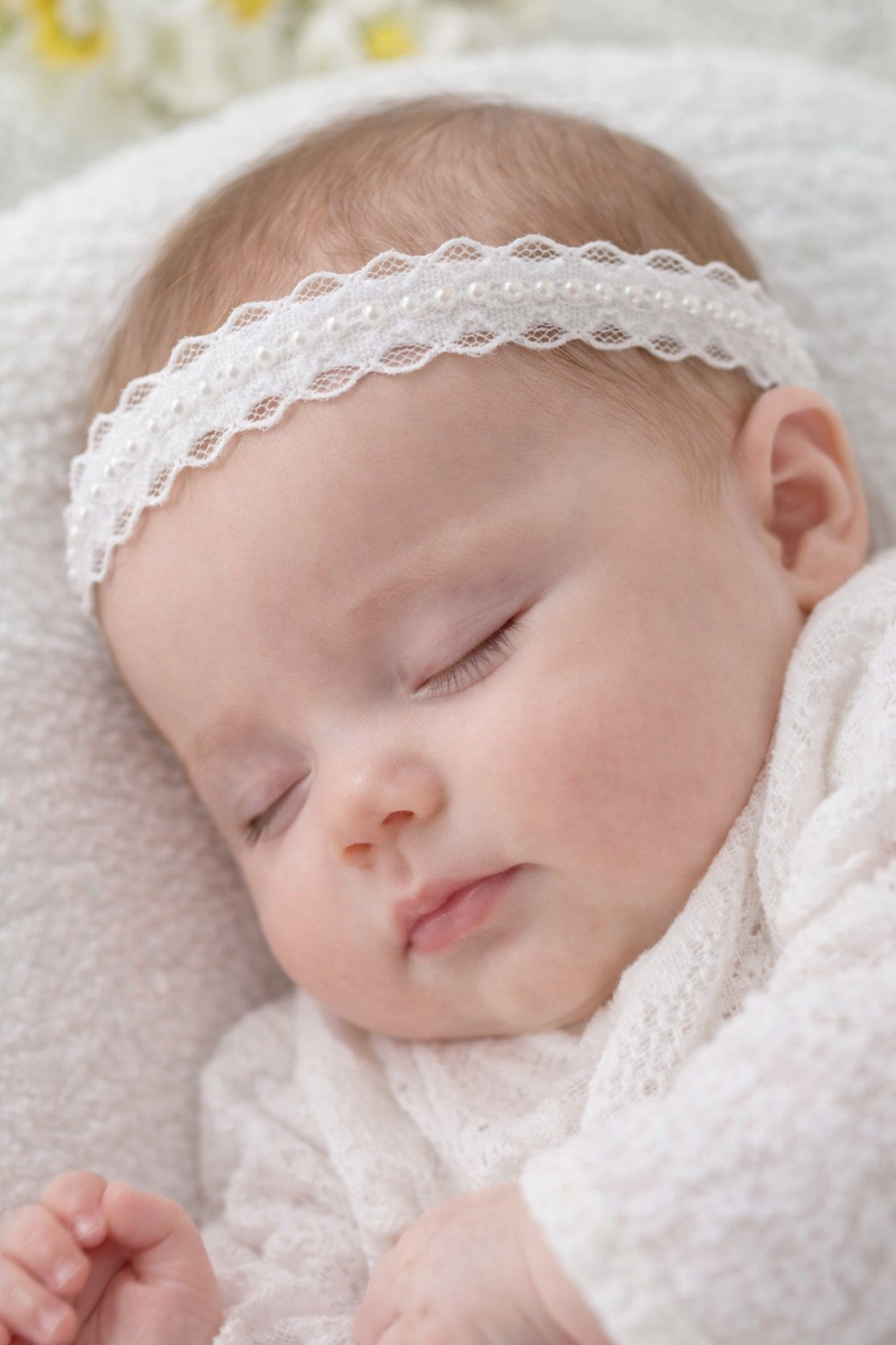 Pearl Christening Headband in White