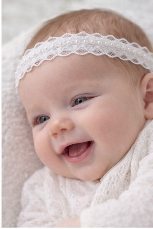 Pearl Christening Headband in White