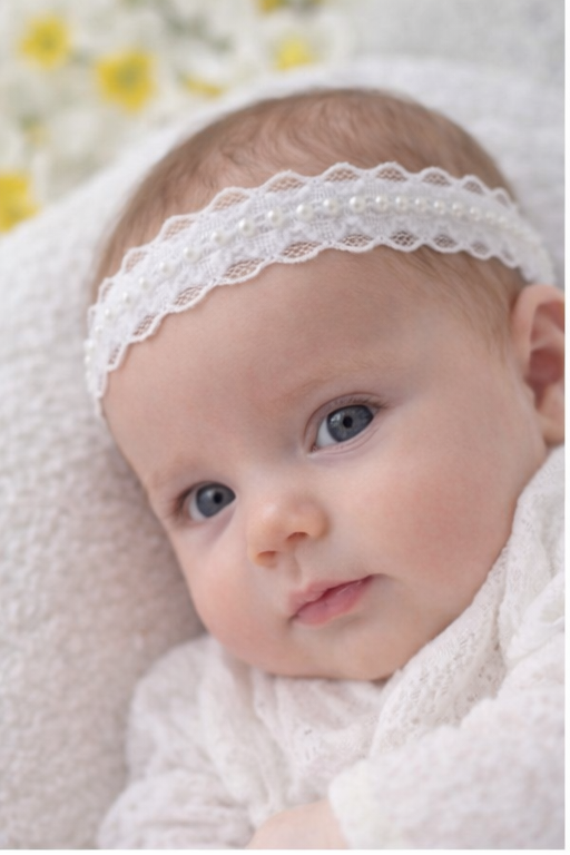Pearl Christening Headband in White