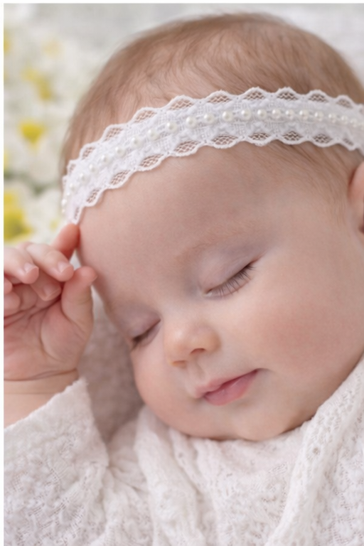 Pearl Christening Headband in White