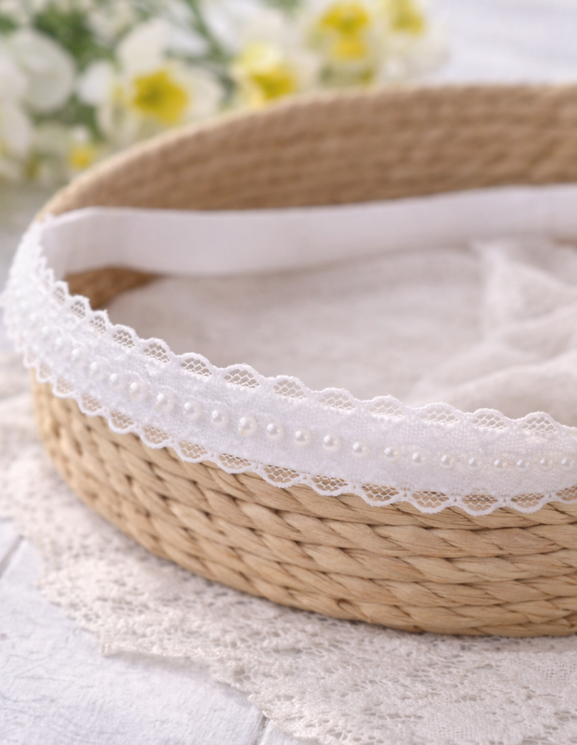Pearl Christening Headband in White