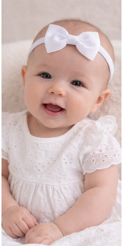 White Grosgrain Ribbon Bow Headband