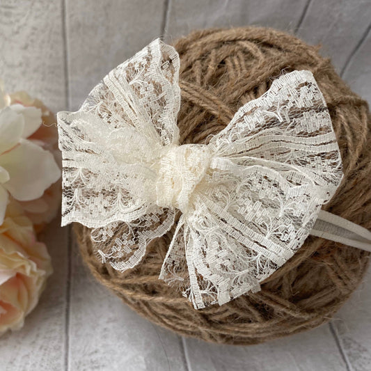 Baby Christening Headband | Newborn Headband | Newborn Bows | Christening Bows | Headband for babies | Lace Headbands for girls | Hair Bows