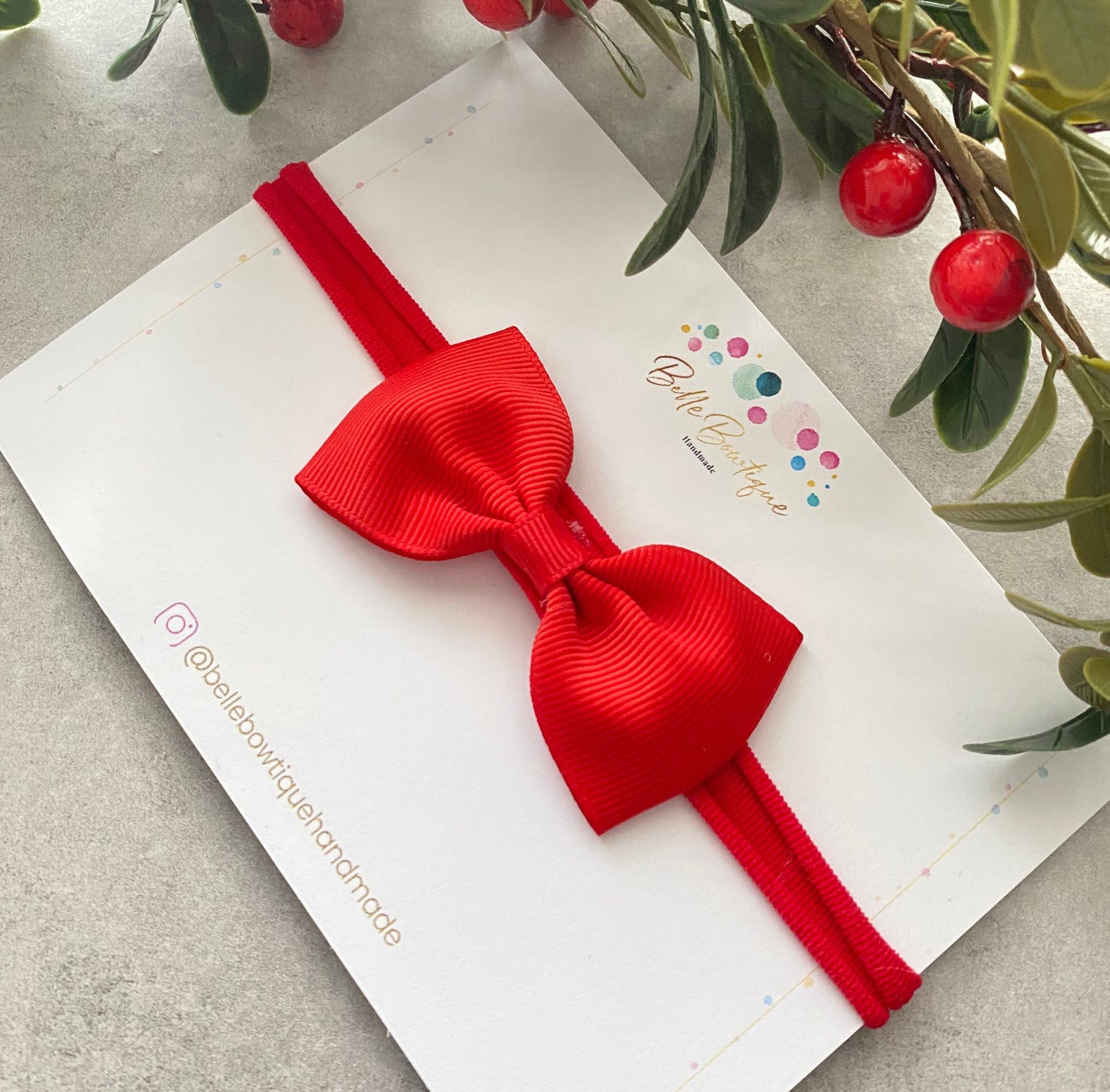 Red Hair Bow Headband | Baby Headband with Red Bow | Newborn Headband | Christmas Hair Accessories | Newborn Gift | Baby Bow Headband