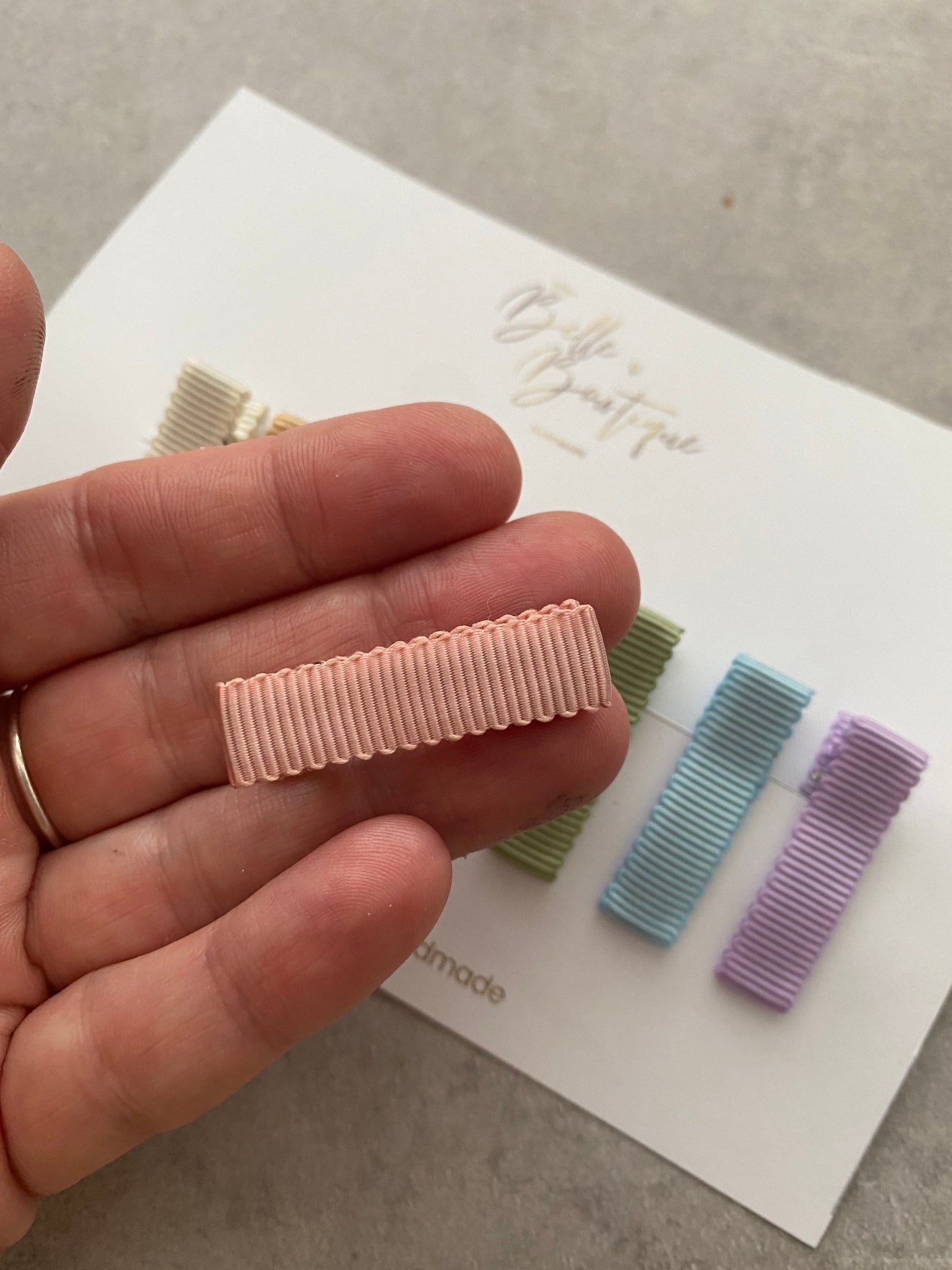 Fully Lined Ribbon Rainbow Fringe Clips, Small Soft Clips, Mini Fringe Clips for Toddlers and Babies , Small Hair Clips, Clip pack of 7