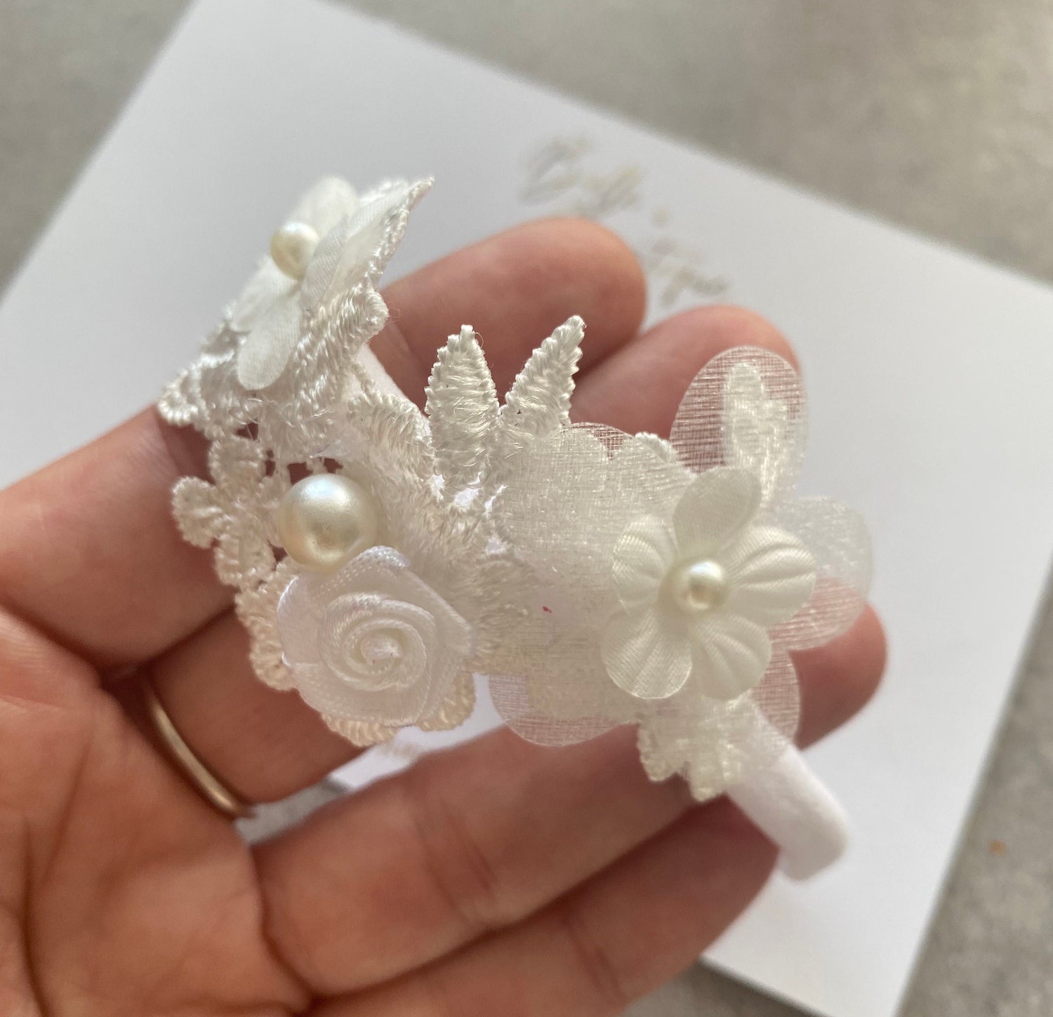 baby christening headband | newborn gift | white lace headband | Ivory Cream headband | baby gift-| Baptism headband | christening headband