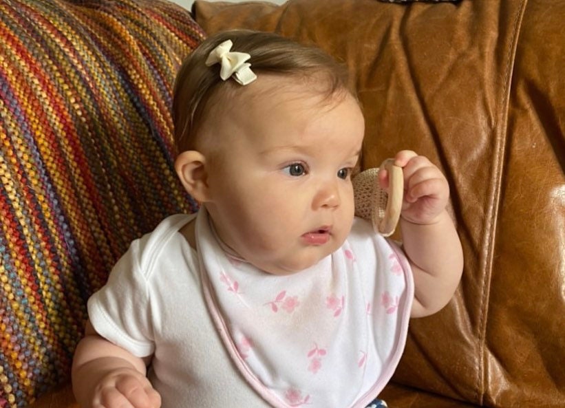 SINGLE baby hair clip with knot, fully lined ribbon fringe clips for babies and toddlers, girls small mini clips , soft anti snag style
