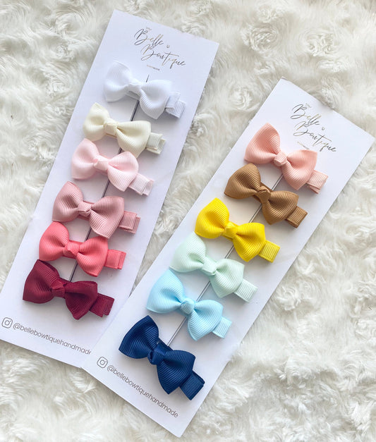 SINGLE baby hair clip with knot, fully lined ribbon fringe clips for babies and toddlers, girls small mini clips , soft anti snag style