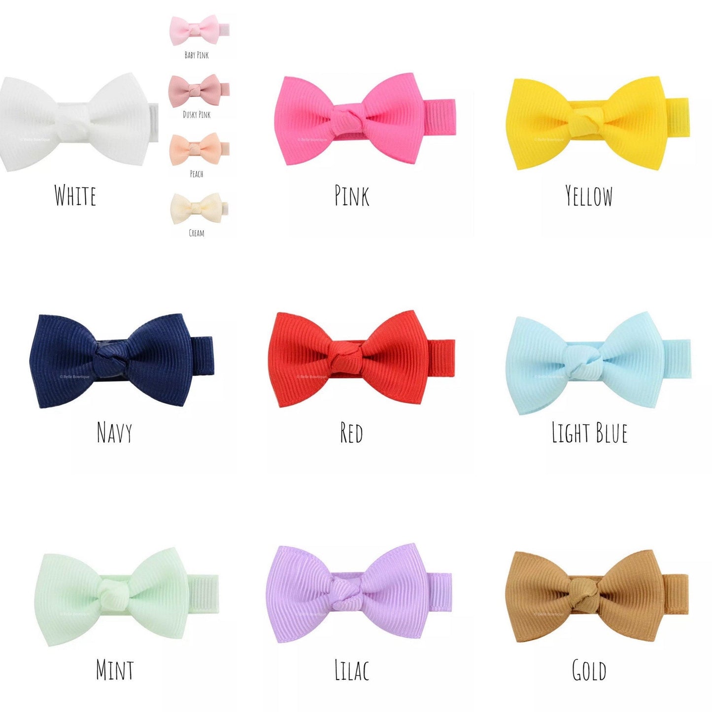 SINGLE baby hair clip with knot, fully lined ribbon fringe clips for babies and toddlers, girls small mini clips , soft anti snag style