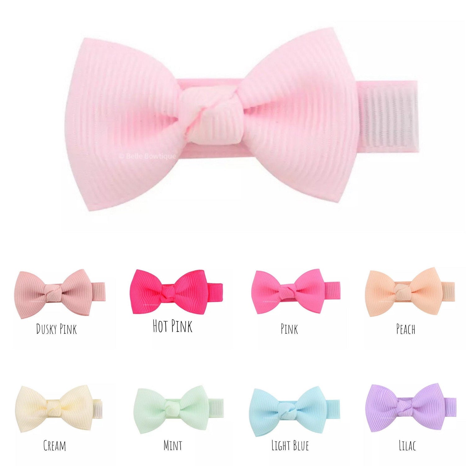 SINGLE baby hair clip with knot, fully lined ribbon fringe clips for babies and toddlers, girls small mini clips , soft anti snag style