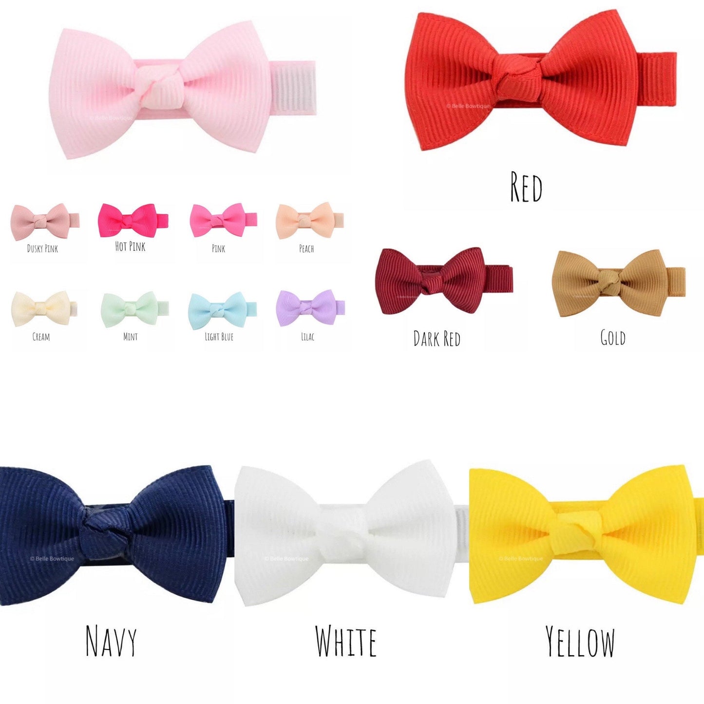 SINGLE baby hair clip with knot, fully lined ribbon fringe clips for babies and toddlers, girls small mini clips , soft anti snag style