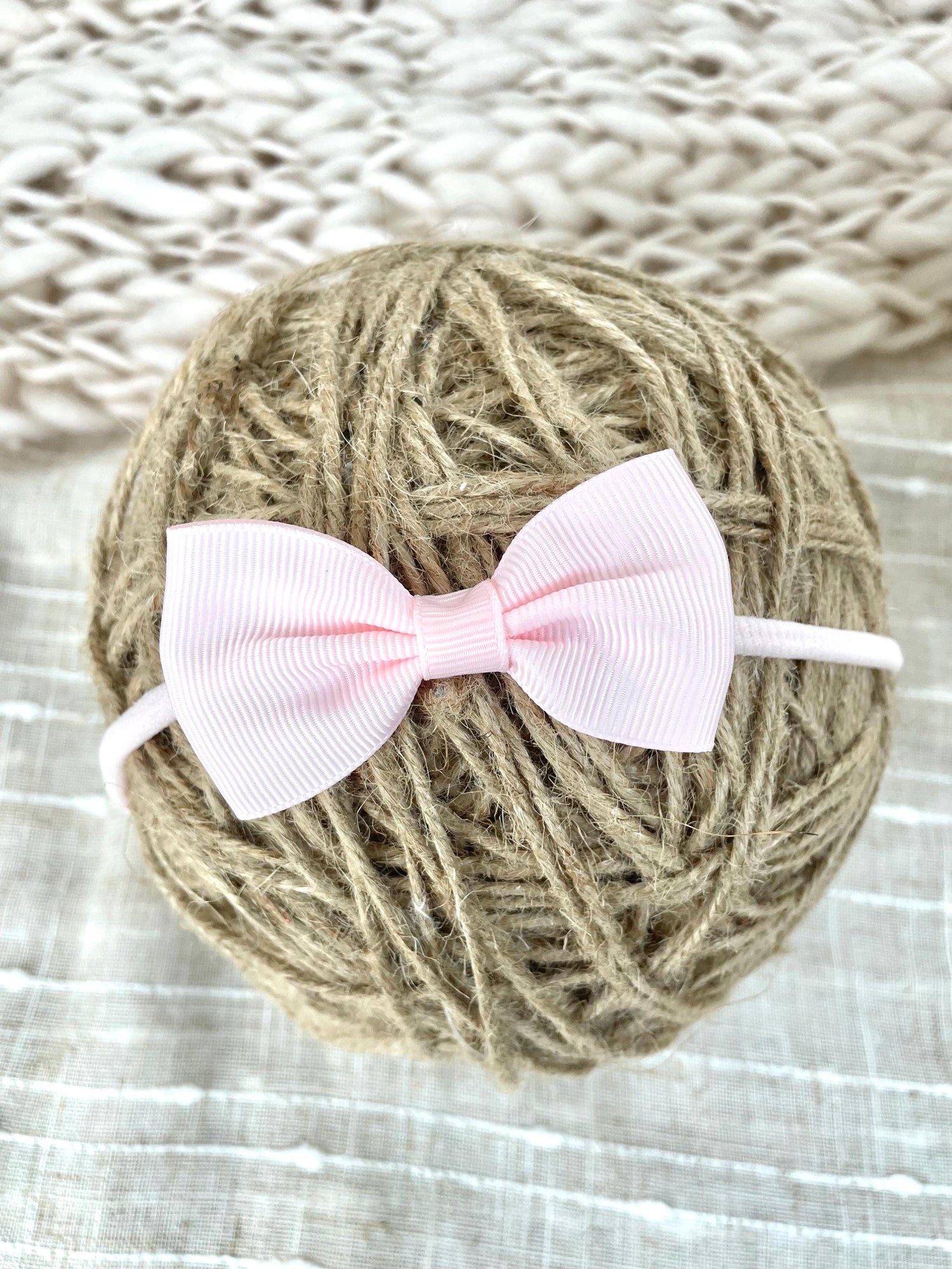Pink Grosgrain Baby Headband with Soft Nylon Band - Newborn Toddler Headband - Comfortable Baby Hair Accessories - Perfect for Baby Girls