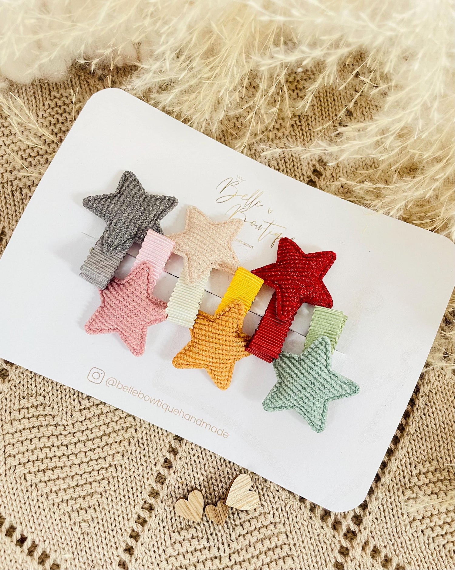 Fully Lined Ribbon Star Rainbow Fringe Clips Pack of 6 - Small Clips - Soft Mini Clips - Baby Hair Clips - Toddler Hair Clips