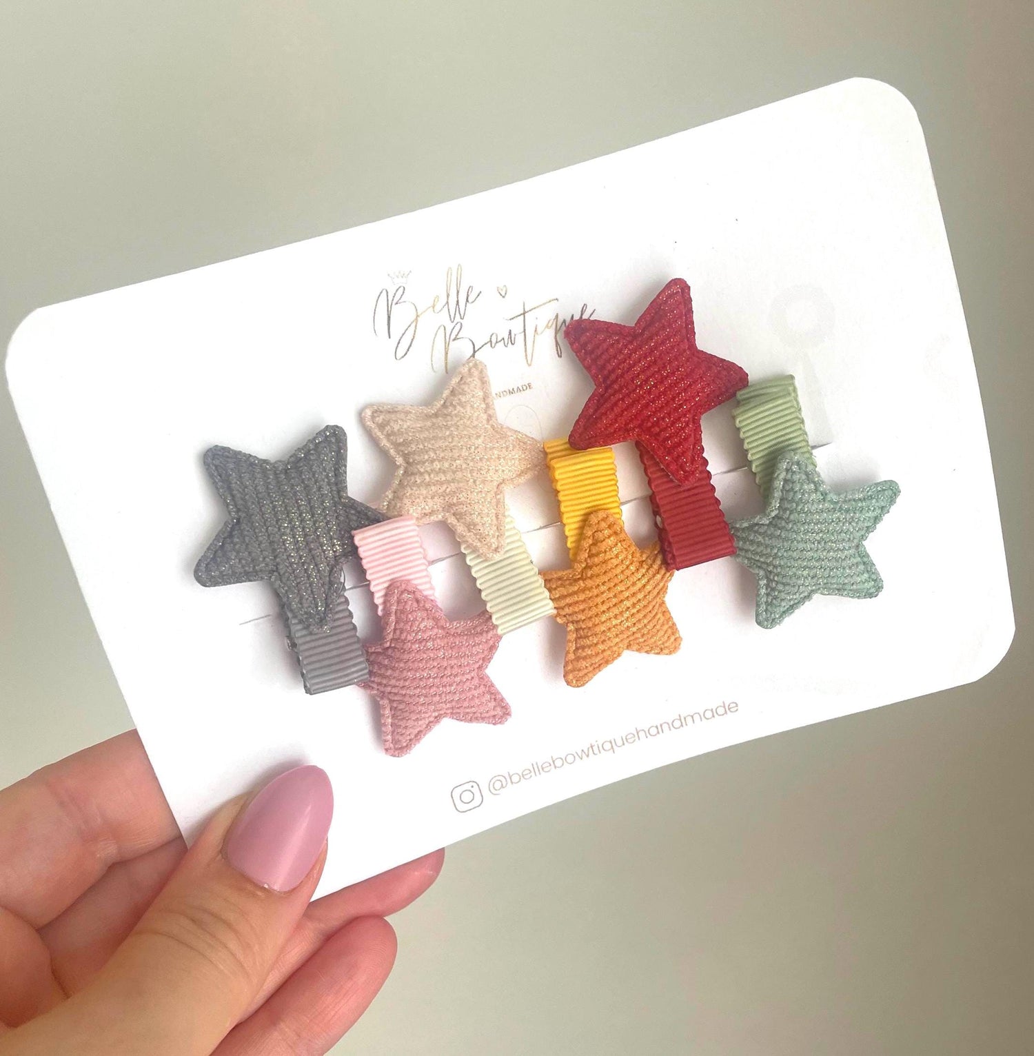 Fully Lined Ribbon Star Rainbow Fringe Clips Pack of 6 - Small Clips - Soft Mini Clips - Baby Hair Clips - Toddler Hair Clips