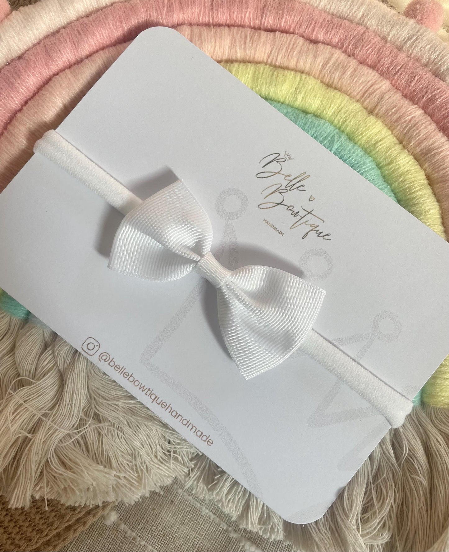White Grosgrain ribbon headband nylon dainty headband baby headband baby girl headband basic white newborn headband