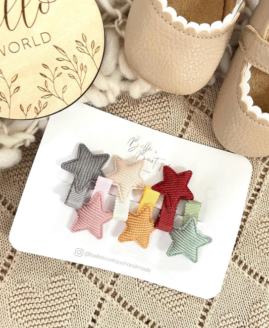 Fully Lined Ribbon Star Rainbow Fringe Clips Pack of 6 - Small Clips - Soft Mini Clips - Baby Hair Clips - Toddler Hair Clips