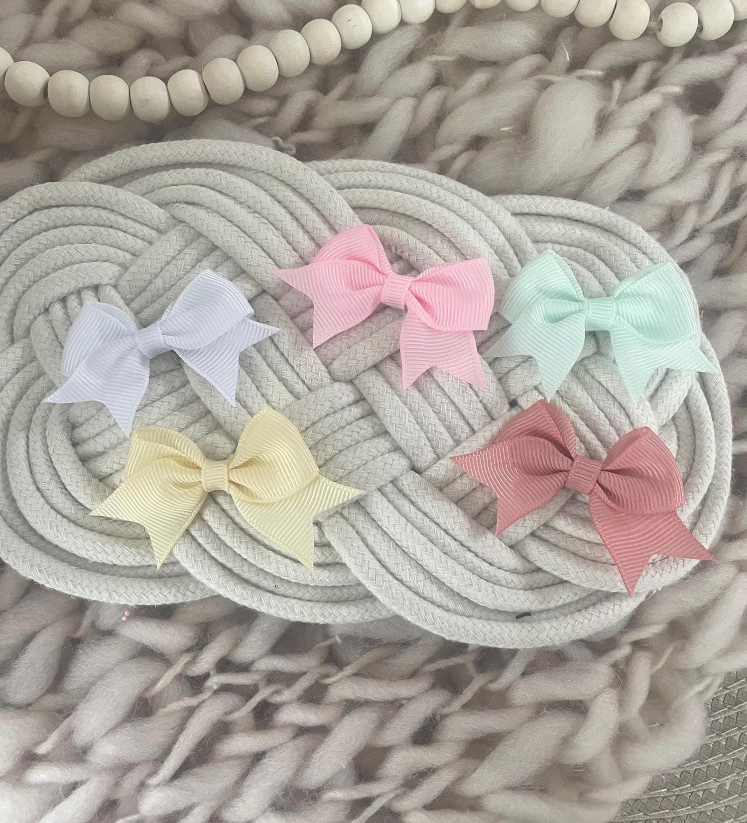Ribbon Bow Hair Clips Fringe clips pack of 5- Baby Hair Bows for Girls - Groisgrain ribbon Clip pack - toddler clip small - baby hair clip