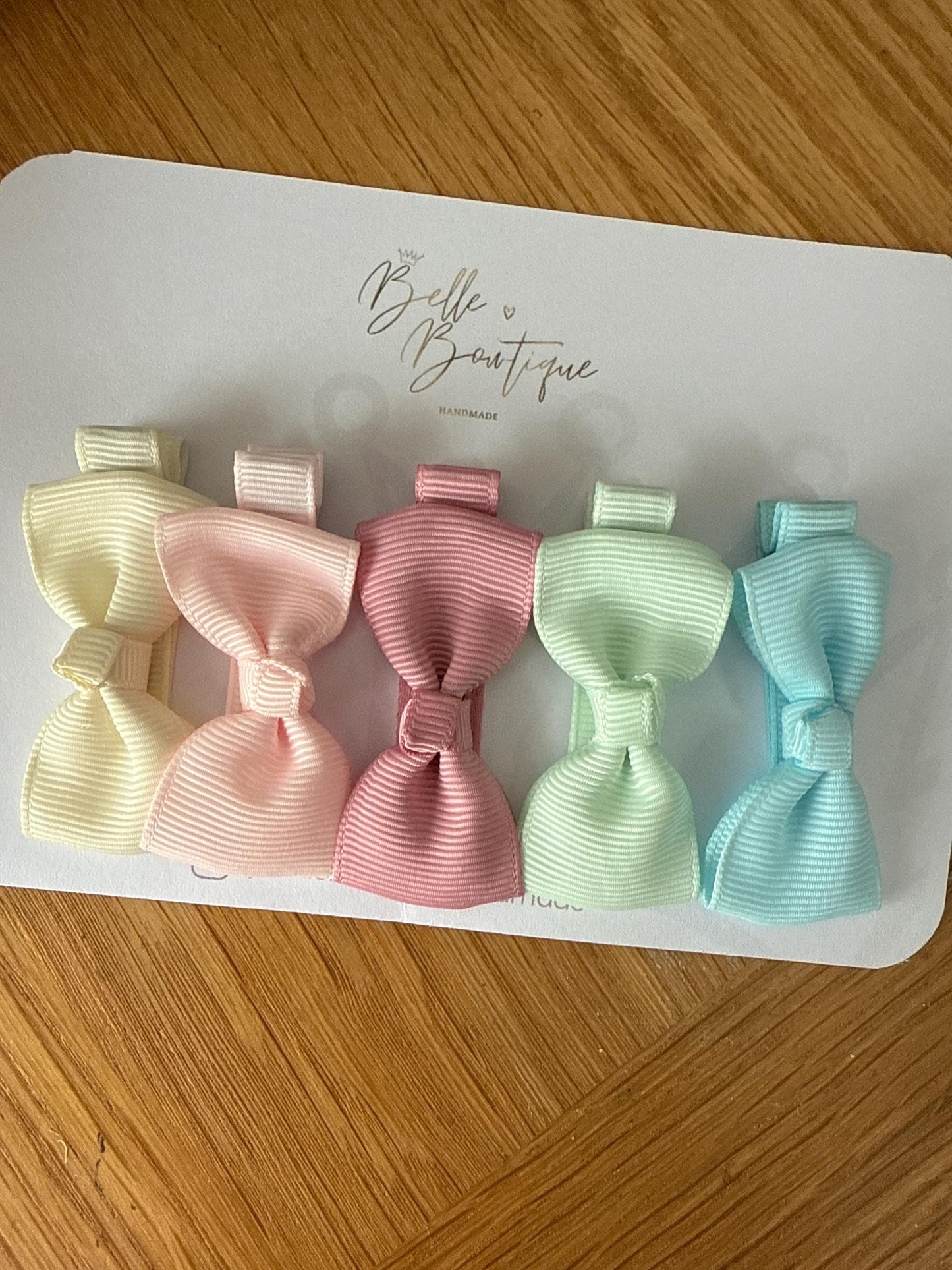 Fully Lined ribbon fringe clips pack of 5- small bow clips - mini clips - Clip pack - toddler knot clip small - baby hair clips