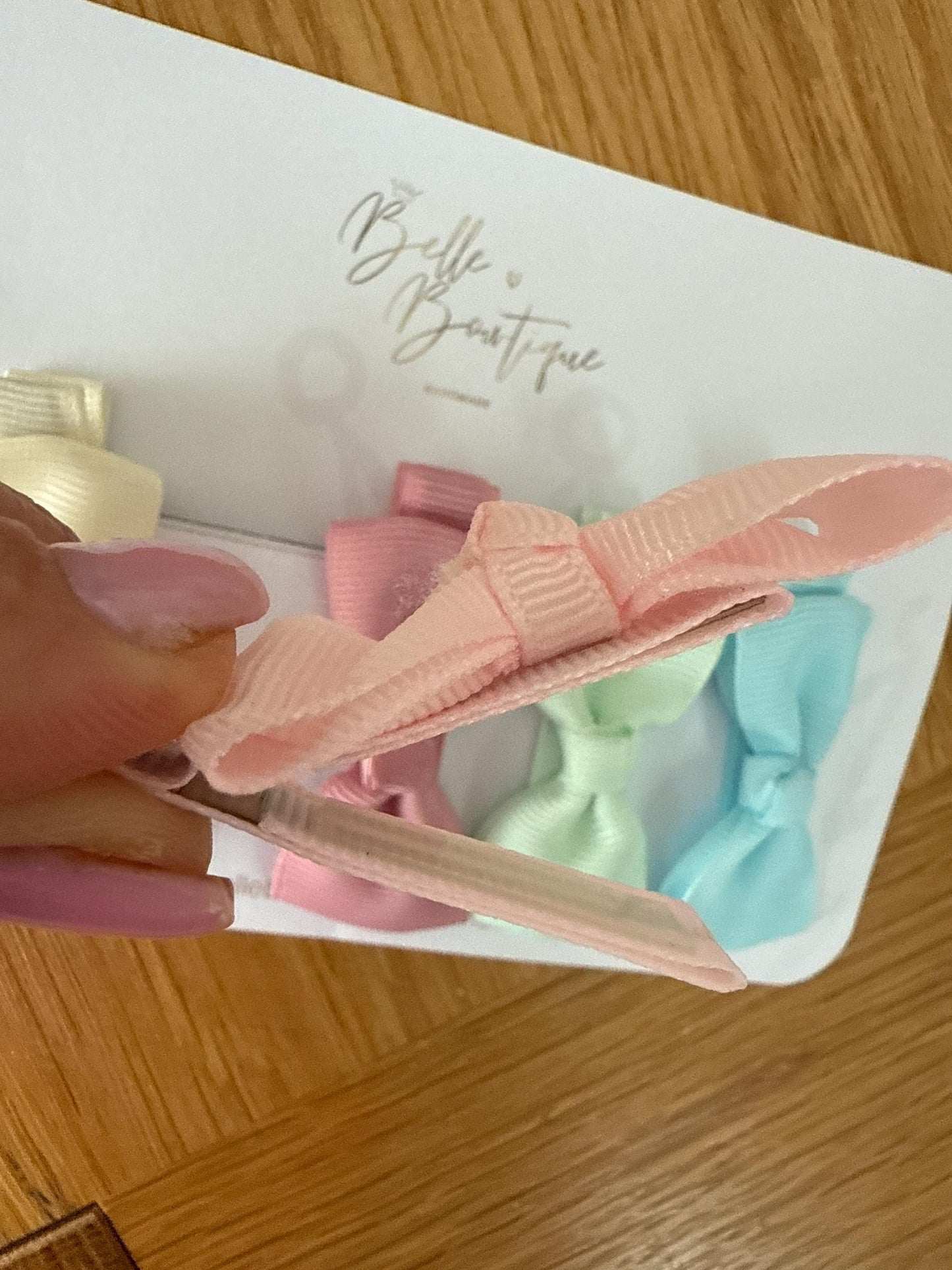 Fully Lined ribbon fringe clips pack of 5- small bow clips - mini clips - Clip pack - toddler knot clip small - baby hair clips