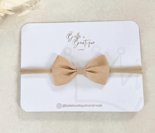 Beige Grosgrain ribbon headband nylon dainty headband baby headband baby girl headband basic neutral newborn headband