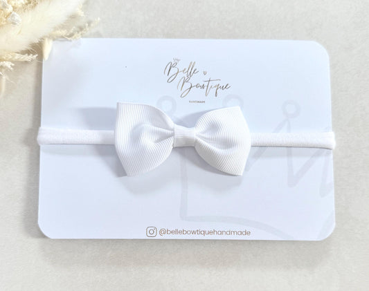 White Grosgrain ribbon headband nylon dainty headband baby headband baby girl headband basic white newborn headband