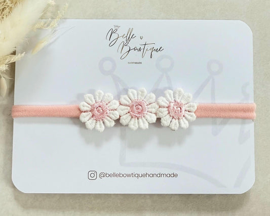 Pink Daisy headband nylon soft dainty headband baby headband baby girl headband pink baby headband