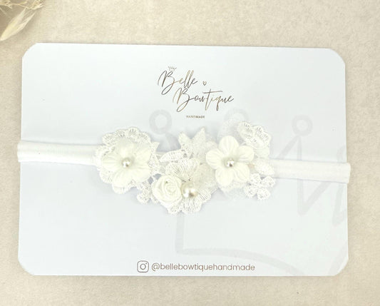 baby christening headband | newborn gift | white lace headband | Ivory Cream headband | baby gift-| Baptism headband | christening headband