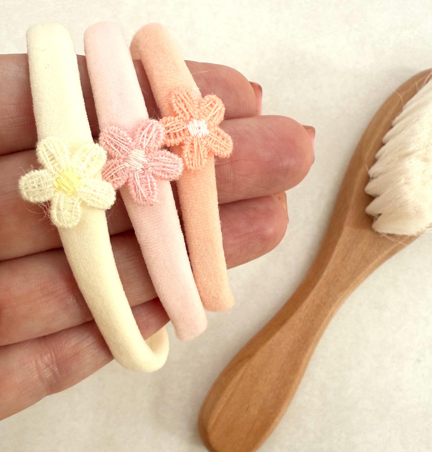 Crochet Flower Baby Headband – Soft Stretchy Headband One Size Newborns, Toddlers to Adult