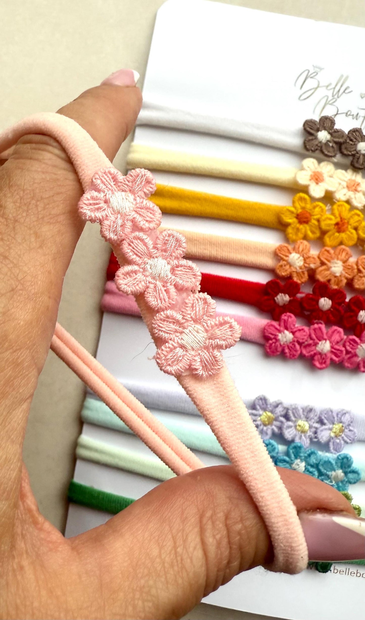 Crochet Flower Baby Headband – Soft Stretchy Headband One Size Newborns, Toddlers to Adult