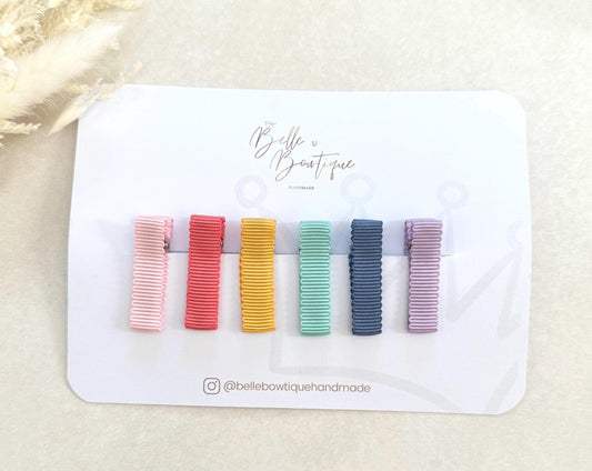 Rainbow ribbon fringe clips pack of 6 - small clips - mini clips - Clip pack - baby hair clips - toddler hair clips