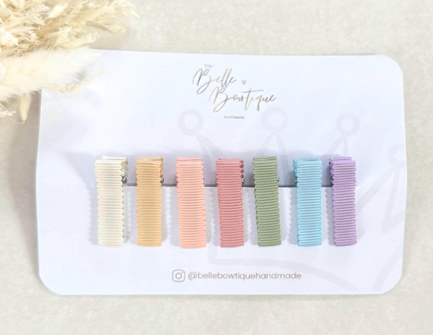 Fully Lined Ribbon Rainbow Fringe Clips, Small Soft Clips, Mini Fringe Clips for Toddlers and Babies , Small Hair Clips, Clip pack of 7
