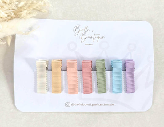 Fully Lined Ribbon Rainbow Fringe Clips, Small Soft Clips, Mini Fringe Clips for Toddlers and Babies , Small Hair Clips, Clip pack of 7