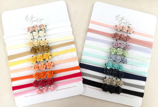 Rose Flower Baby Headband – Soft Stretchy Headband One Size Newborns, Toddlers to Adult