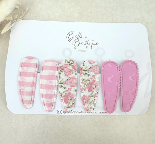 Pink Flower Snap Hair Clips – Fabric Covered Baby & Girls Hair Accessories
